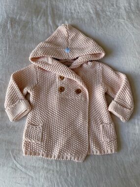 Beba Bean 100% Cotton Chunky Knit Hoodie Cardigan Sweater